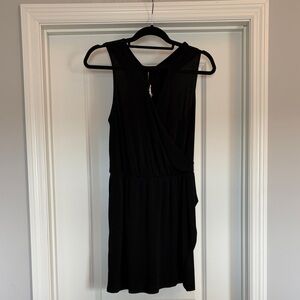 Black Sleeveless Wrap-Front Women’s Dress
